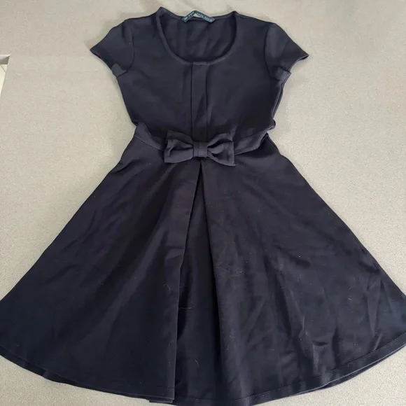 Zara Navy Dress with Bow Accent - Picture 1 of 9